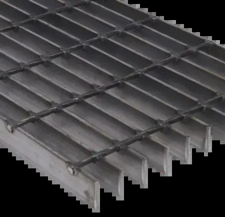 Grating panels installed as overhead ceiling grid