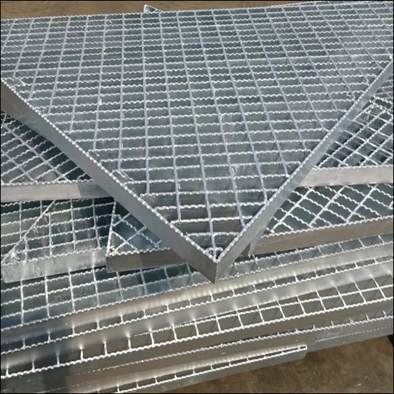 Trench drain grates in factory floor; parallel lines