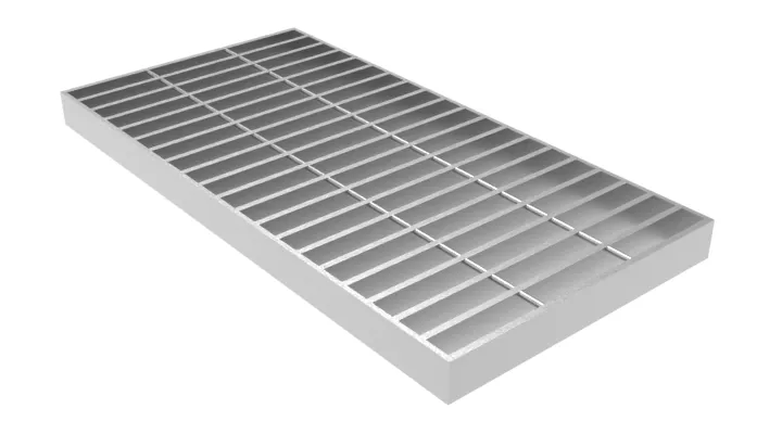Welded steel bar grating close-up; galvanized; white background