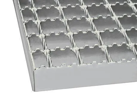 Rectangular galvanized welded grating panel; three-quarter view on white background