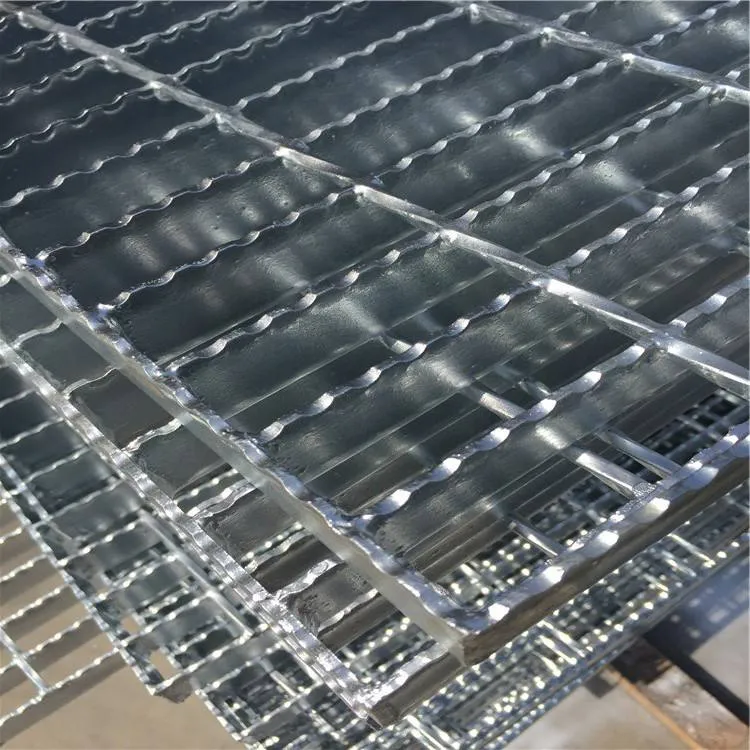 Rectangular galvanized welded grating panel; three-quarter view on white background