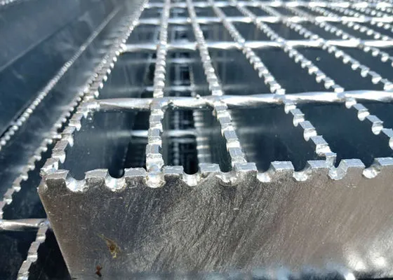 Rectangular galvanized welded grating panel; three-quarter view on white background
