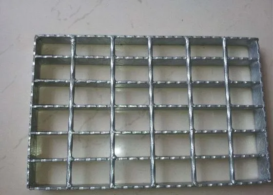 Rectangular galvanized welded grating panel; three-quarter view on white background