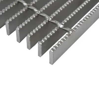 Rectangular galvanized welded grating panel; three-quarter view on white background
