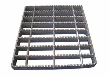 Rectangular galvanized welded grating panel; three-quarter view on white background