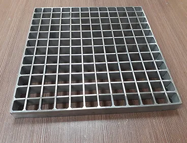 Welded steel bar grating close-up; galvanized; white background
