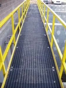 Rectangular galvanized welded grating panel; three-quarter view on white background
