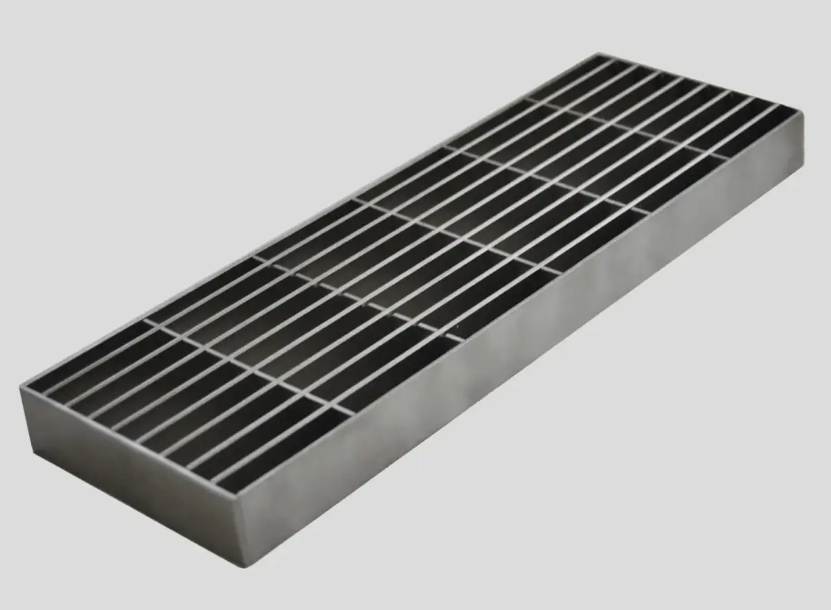Custom circular galvanized welded grating disc with round banded rim; three-quarter view on white background