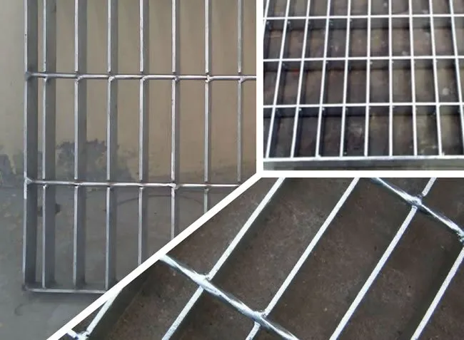Welded steel bar grating close-up; galvanized; white studio background