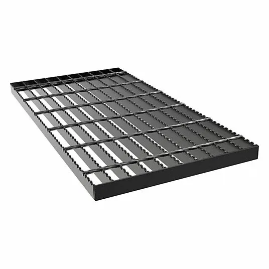 Rectangular galvanized welded grating panel; three-quarter view on white background