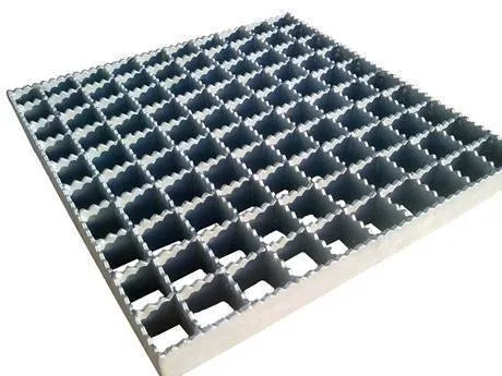 Rectangular galvanized welded grating panel; three-quarter view on white background