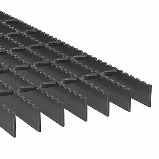 Rectangular galvanized welded grating panel; slightly tilted; three-quarter view on white background
